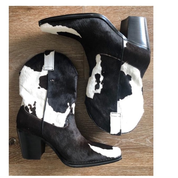 UO Cow Print Pony Hair Western Cowboy Boots - Picture 4 of 4